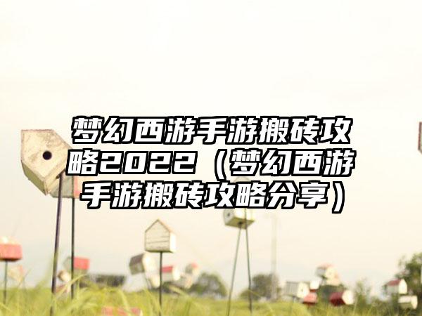 梦幻西游手游搬砖攻略2022（梦幻西游手游搬砖攻略分享）