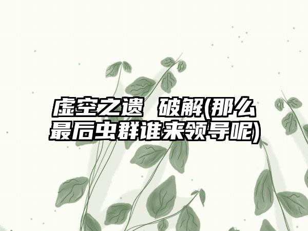虚空之遗 破解(那么最后虫群谁来领导呢)
