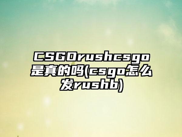 CSGOrushcsgo是真的吗(csgo怎么发rushb)
