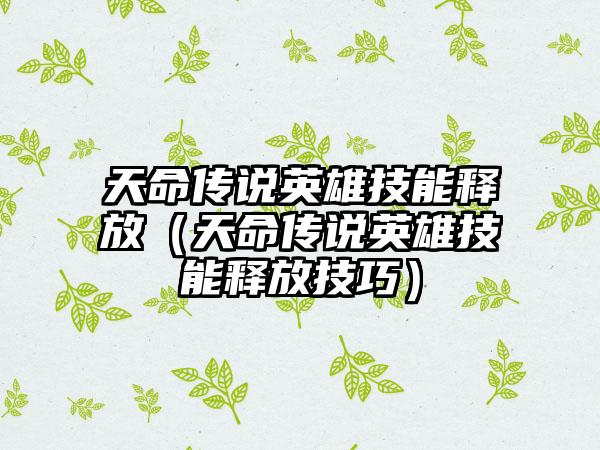 天命传说英雄技能释放（天命传说英雄技能释放技巧）
