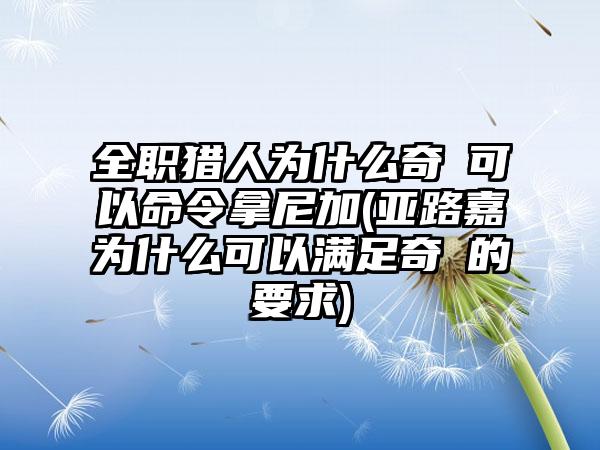全职猎人为什么奇犽可以命令拿尼加(亚路嘉为什么可以满足奇犽的要求)