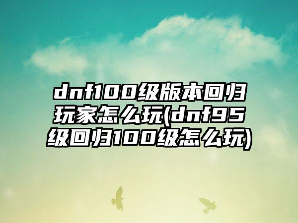 dnf100级版本回归玩家怎么玩(dnf95级回归100级怎么玩)