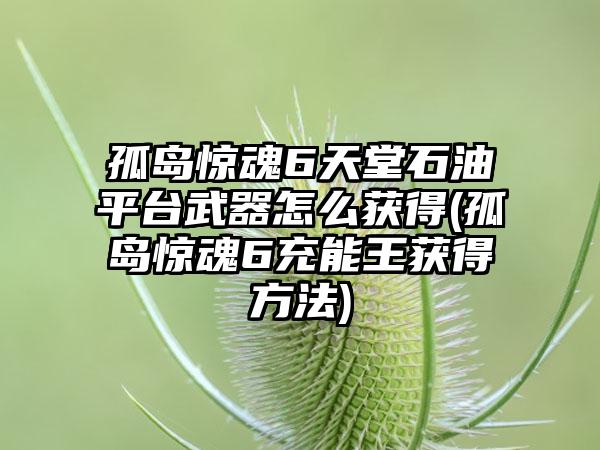 孤岛惊魂6天堂石油平台武器怎么获得(孤岛惊魂6充能王获得方法)