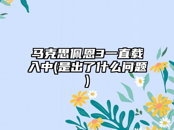马克思佩恩3一直载入中(是出了什么问题)