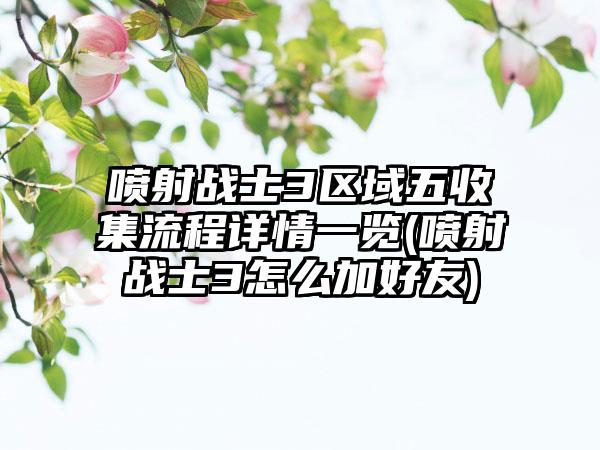 喷射战士3区域五收集流程详情一览(喷射战士3怎么加好友)