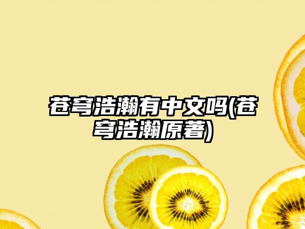 苍穹浩瀚有中文吗(苍穹浩瀚原著)