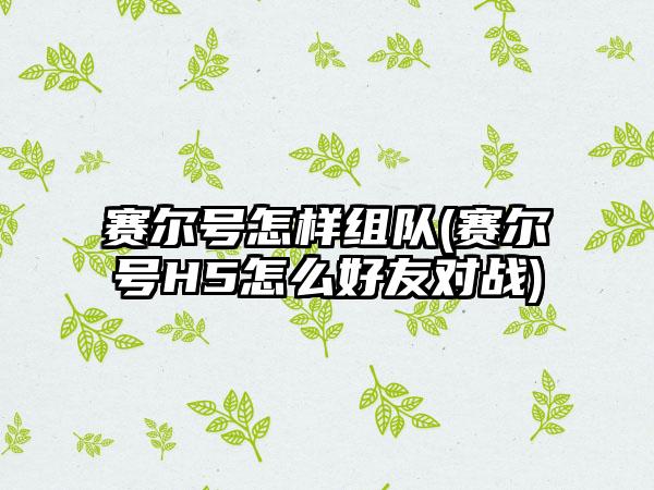 赛尔号怎样组队(赛尔号H5怎么好友对战)