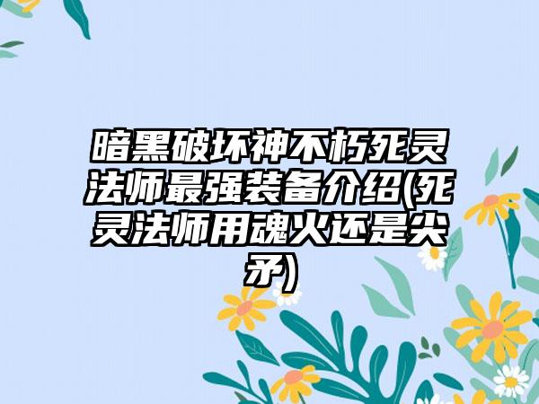 暗黑破坏神不朽死灵法师最强装备介绍(死灵法师用魂火还是尖矛)