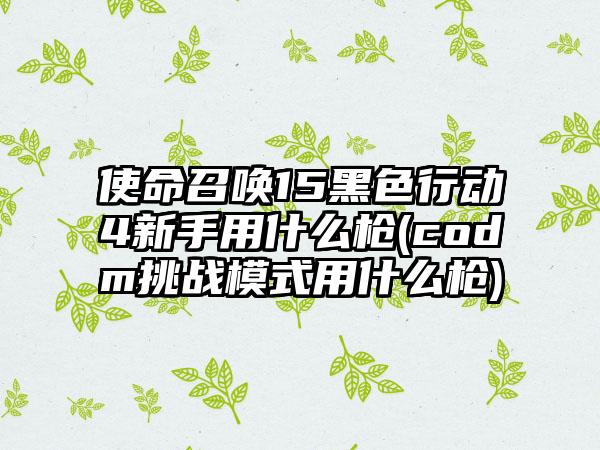 使命召唤15黑色行动4新手用什么枪(codm挑战模式用什么枪)