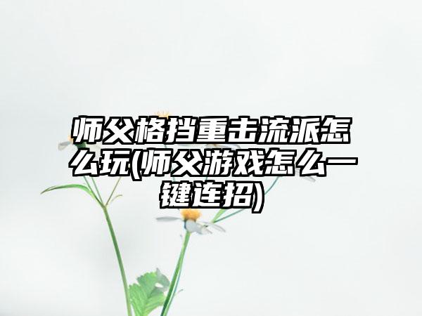 师父格挡重击流派怎么玩(师父游戏怎么一键连招)