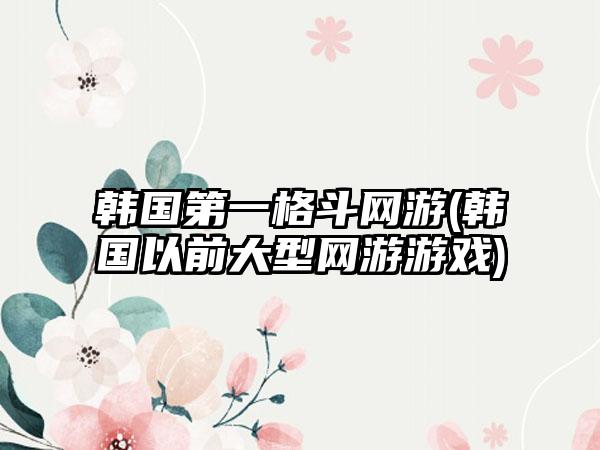 韩国第一格斗网游(韩国以前大型网游游戏)