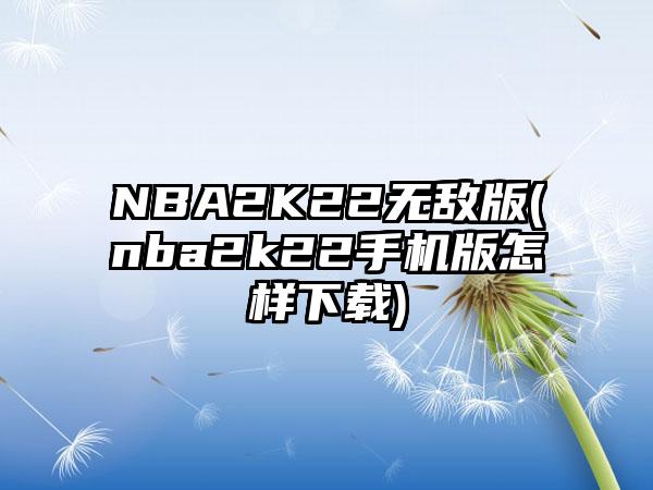 NBA2K22无敌版(nba2k22手机版怎样下载)