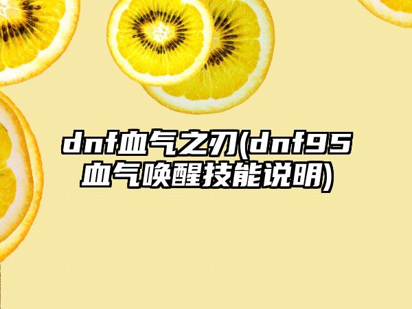 dnf血气之刃(dnf95血气唤醒技能说明)
