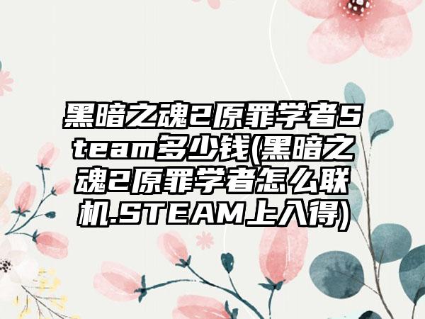 黑暗之魂2原罪学者Steam多少钱(黑暗之魂2原罪学者怎么联机.STEAM上入得)