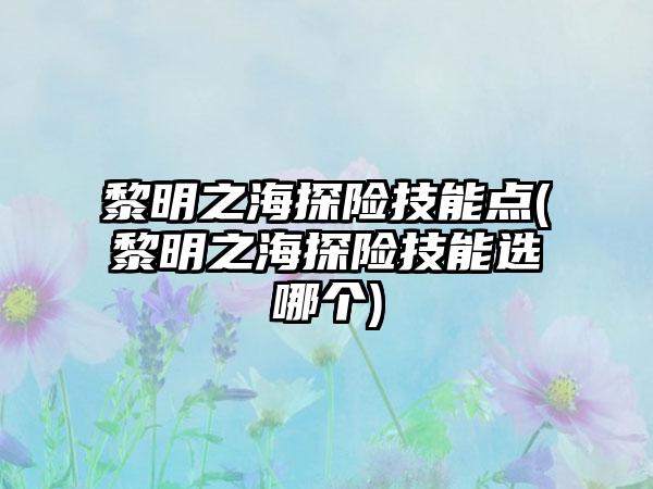 黎明之海探险技能点(黎明之海探险技能选哪个)