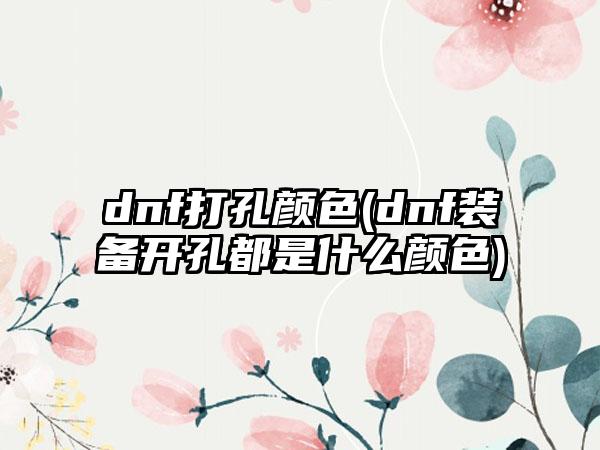 dnf打孔颜色(dnf装备开孔都是什么颜色)