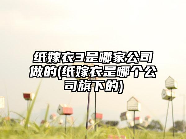 纸嫁衣3是哪家公司做的(纸嫁衣是哪个公司旗下的)