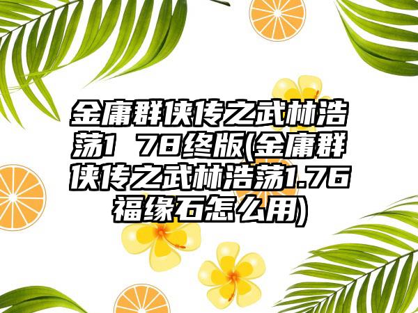 金庸群侠传之武林浩荡1 78终版(金庸群侠传之武林浩荡1.76福缘石怎么用)