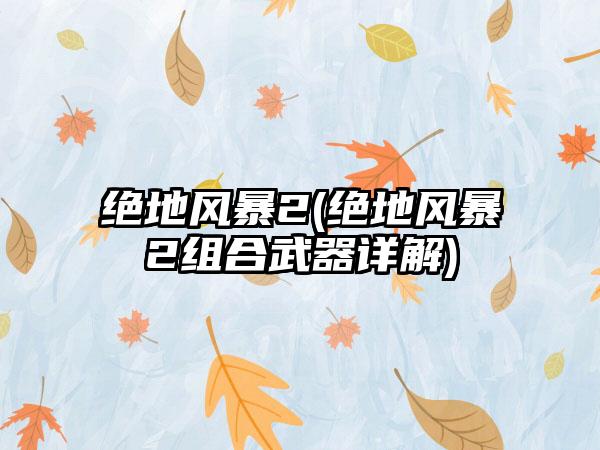 绝地风暴2(绝地风暴2组合武器详解)