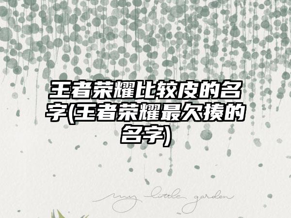 王者荣耀比较皮的名字(王者荣耀最欠揍的名字)