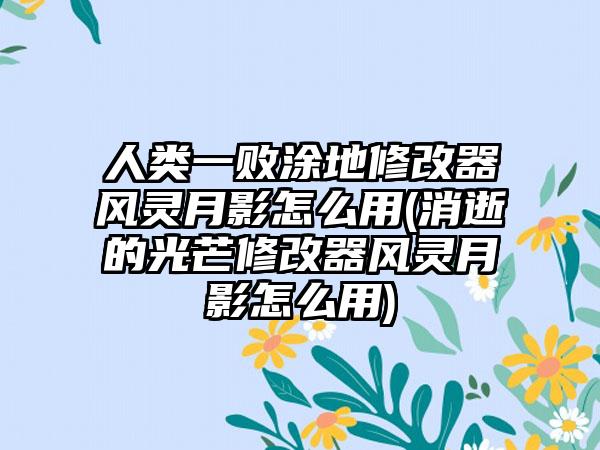 人类一败涂地修改器风灵月影怎么用(消逝的光芒修改器风灵月影怎么用)