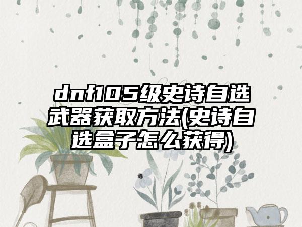 dnf105级史诗自选武器获取方法(史诗自选盒子怎么获得)