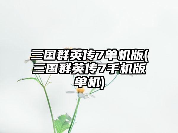 三国群英传7单机版(三国群英传7手机版单机)