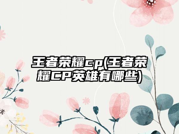 王者荣耀cp(王者荣耀CP英雄有哪些)