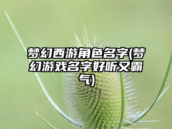 梦幻西游角色名字(梦幻游戏名字好听又霸气)