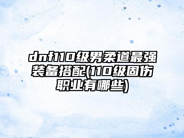 dnf110级男柔道最强装备搭配(110级固伤职业有哪些)