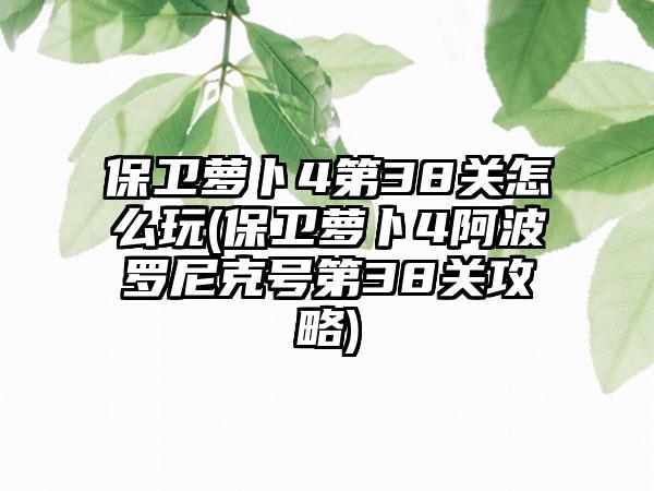 保卫萝卜4第38关怎么玩(保卫萝卜4阿波罗尼克号第38关攻略)