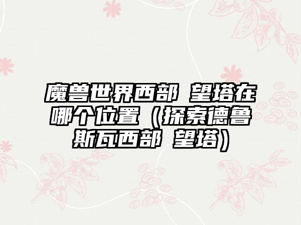 魔兽世界西部瞭望塔在哪个位置（探索德鲁斯瓦西部瞭望塔）