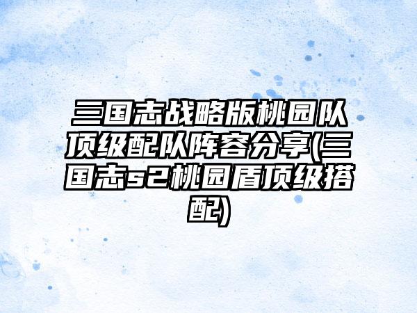 三国志战略版桃园队顶级配队阵容分享(三国志s2桃园盾顶级搭配)