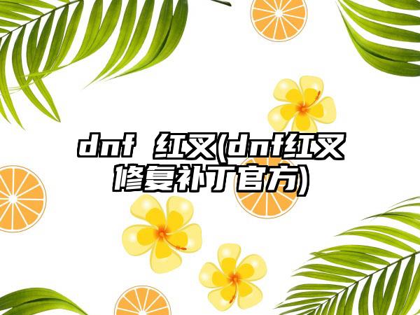 dnf 红叉(dnf红叉修复补丁官方)