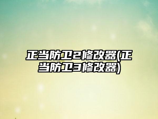 正当防卫2修改器(正当防卫3修改器)