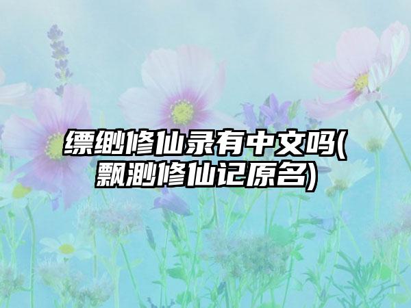 缥缈修仙录有中文吗(飘渺修仙记原名)