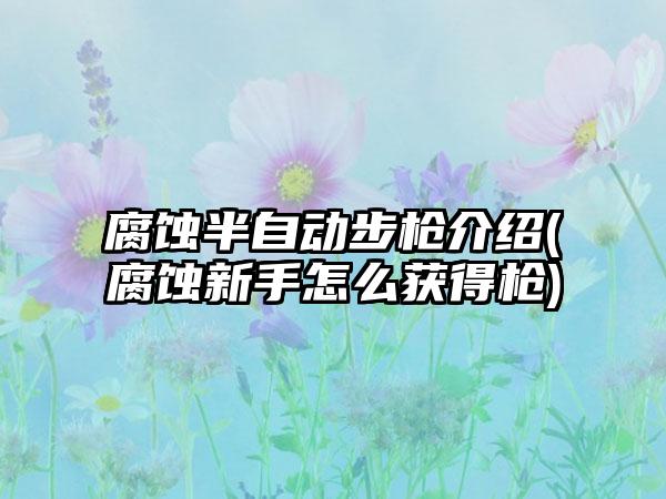 腐蚀半自动步枪介绍(腐蚀新手怎么获得枪)