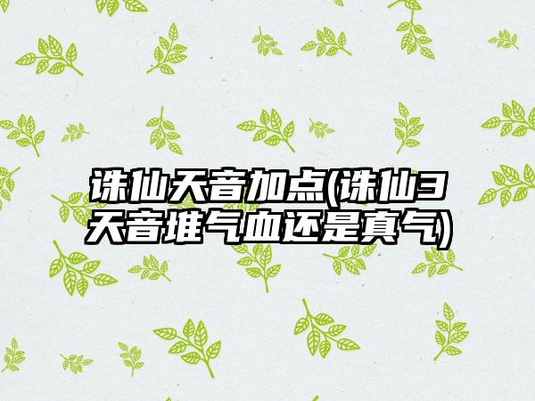 诛仙天音加点(诛仙3天音堆气血还是真气)