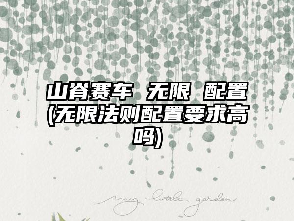 山脊赛车 无限 配置(无限法则配置要求高吗)