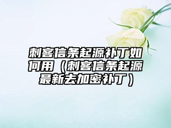 刺客信条起源补丁如何用（刺客信条起源最新去加密补丁）