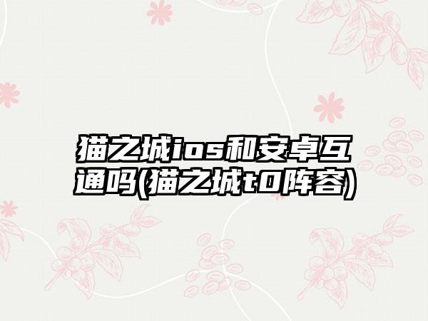 猫之城ios和安卓互通吗(猫之城t0阵容)