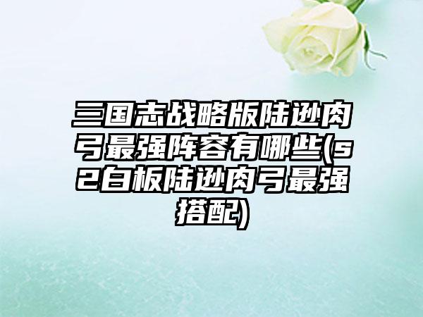 三国志战略版陆逊肉弓最强阵容有哪些(s2白板陆逊肉弓最强搭配)