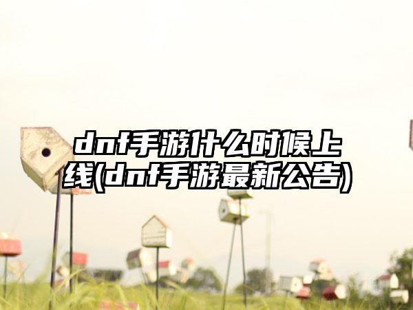 dnf手游什么时候上线(dnf手游最新公告)