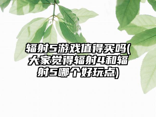 辐射5游戏值得买吗(大家觉得辐射4和辐射5哪个好玩点)