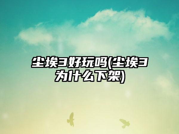 尘埃3好玩吗(尘埃3为什么下架)