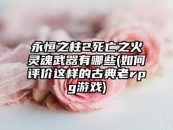 永恒之柱2死亡之火灵魂武器有哪些(如何评价这样的古典老rpg游戏)
