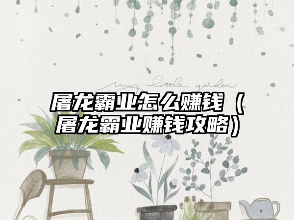 屠龙霸业怎么赚钱（屠龙霸业赚钱攻略）