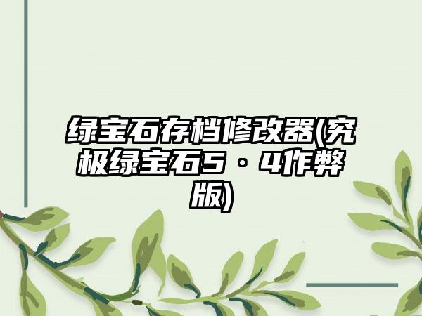 绿宝石存档修改器(究极绿宝石5·4作弊版)