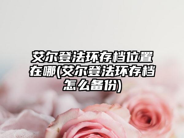 艾尔登法环存档位置在哪(艾尔登法环存档怎么备份)
