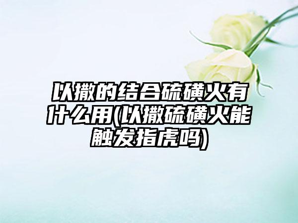 以撒的结合硫磺火有什么用(以撒硫磺火能触发指虎吗)
